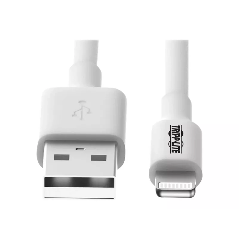 Cabo de sincronização/carregamento USB-A para Lightning Eaton Tripp Lite Series (M/M) - Certificado MFi, branco, 6 pés (1,8 m) - Cabo de dados/alimentação - USB macho para Lightning