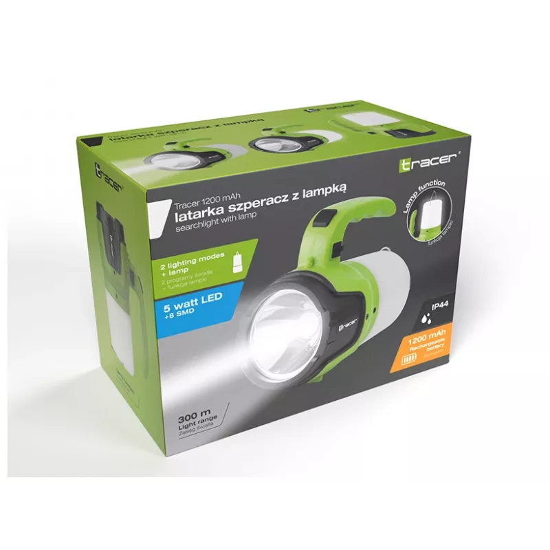 Lanterna TRACER TRAOSW46895 com bateria recarregável de 1200mAh, holofote de mão