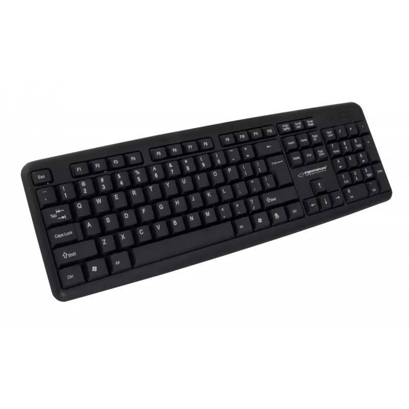 Teclado com fios ESPERANZA EK134 Full-Size 100% USB, preto, cabo de 1,45 m