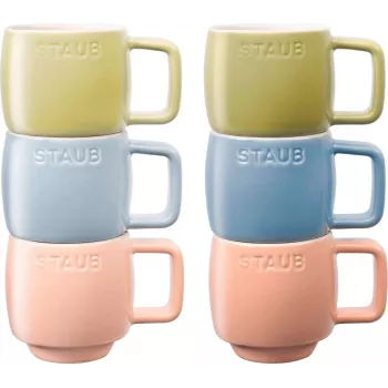 Conjunto de canecas de cerâmica Staub 6 peças multicolor 100 ml - conjunto de 6 canecas de chá/expresso