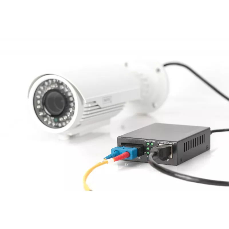 Conversor de mídia Gigabit PoE Digitus, RJ45 / SC, MM, PSE
