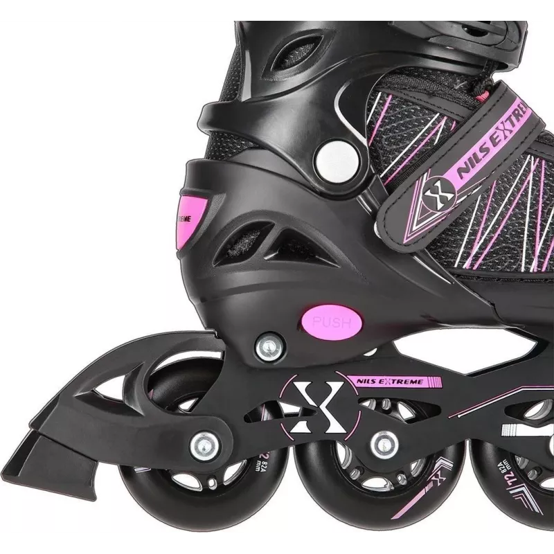 Patins 2IN1 Nils Extreme NH11912 A PRETO/ROSA TAM. S (31-34) com patins de hóquei substituíveis