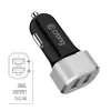Carregador de automóvel 2x USB 2,4A alumínio
