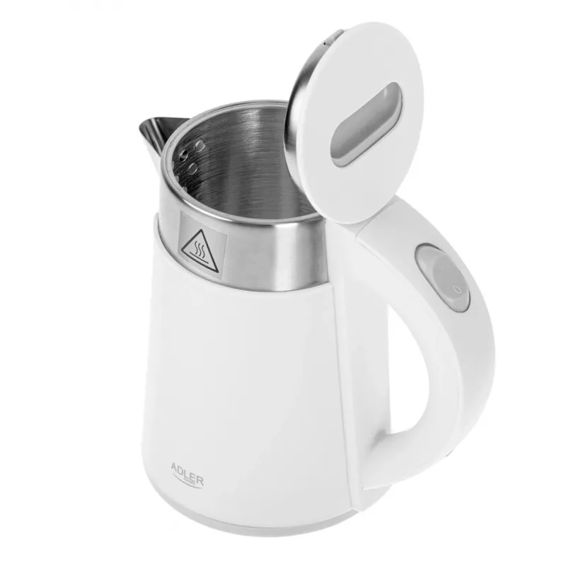 Chaleira elétrica Adler AD 1372w – 0,6 L, 800 W, corpo em aço inoxidável, controlo tátil