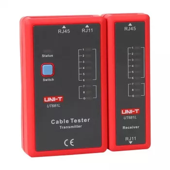 Testador de cabos de rede Unit UT681L para fichas RJ45 e RJ11, teste de continuidade e cablagem