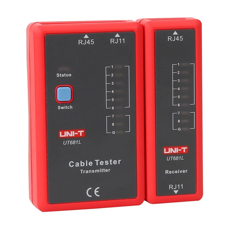 Testador de cabos de rede Unit UT681L para fichas RJ45 e RJ11, teste de continuidade e cablagem