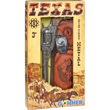 Revólver de cowboy de brinquedo em metal Pulio 155150/0 com coldre removível, réplica single-action