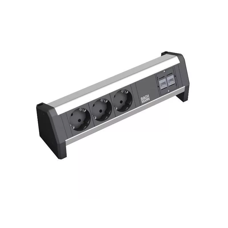 Distribuidor de energia Bachmann Desk 1 3 tomadas AC preto