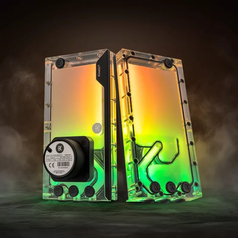 Combinação de reservatório e bomba EK Water Blocks EK-Quantum Kinetic3 FLT D5 PWM - 280mm, D-RGB, acrílico