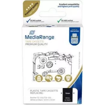 MediaRange Cassete de fita plástica Brother TZ-335 12mm 8m branco sobre preto