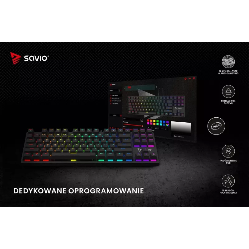 Teclado mecânico RGB Tempest X2 Outemu Blue Savio Savgk-tempest X2 Bl