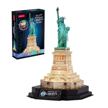 Puzzle 3D CubicFun 306-L536H Estátua da Liberdade Night Edition — kit de montagem com iluminação LED