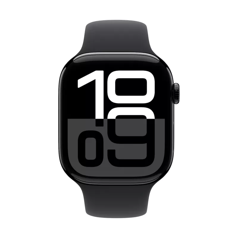 Watch Series 10 GPS 46 mm caixa de alumínio Jet Black com bracelete desportiva preta – M/L