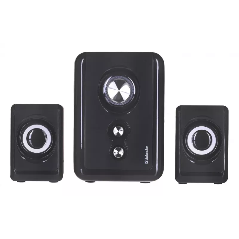 Altifalantes DEFENDER V11 11 W com fios 2.1 altifalantes satélite de secretária, USB 5 V, preto