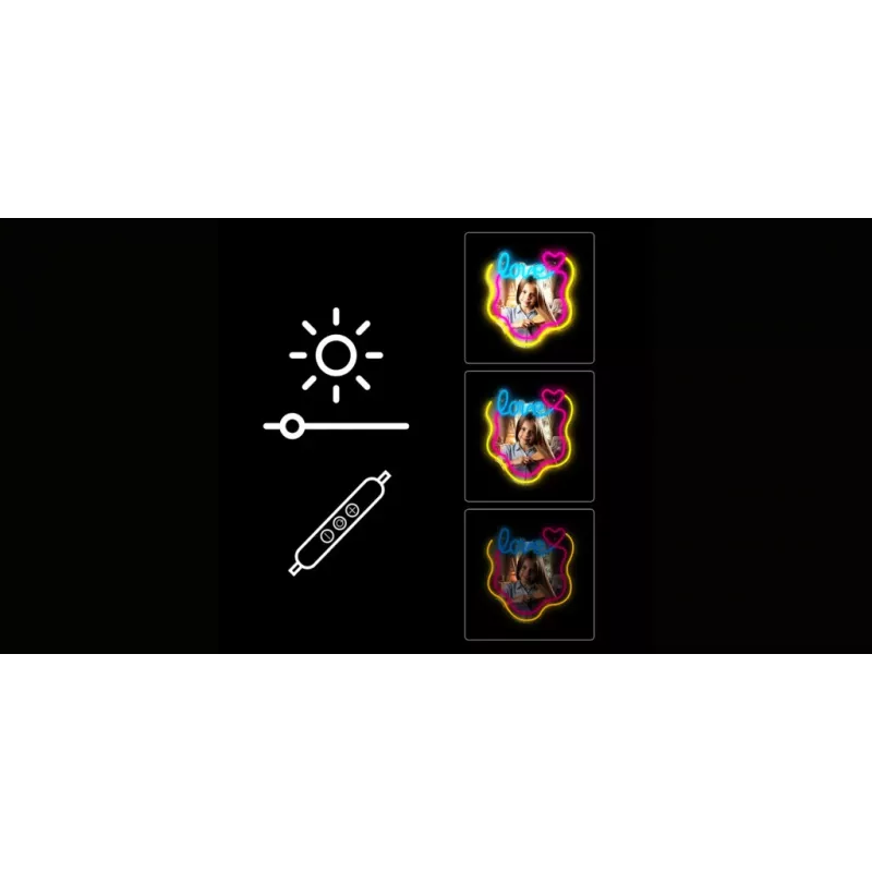 Luz de espelho LED Neon MANTA MASNL131MT – design 'LOVE', iluminação LED neon integrada