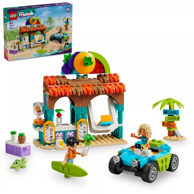 LEGO Friends Quiosque de Smoothies da Praia Conjunto de brincar para crianças com comida de brinquedo, ideia de presente para meninas e meninos a partir dos 6 anos, com 2 minifiguras, uma figura de tartaruga e um