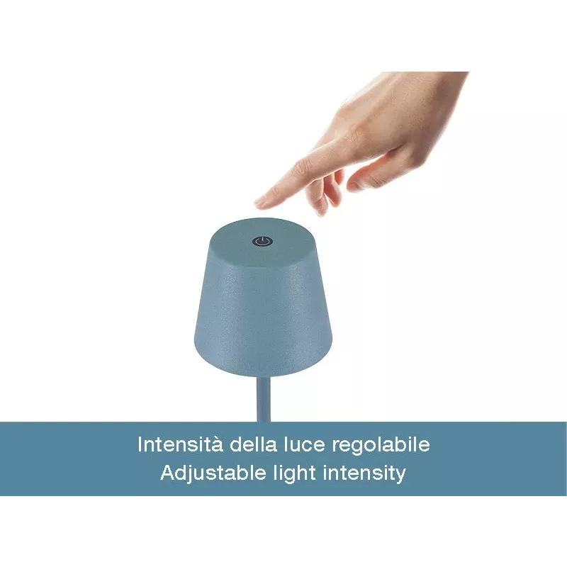 Beper P207ILI200 candeeiro de mesa LED recarregável, interruptor tátil, regulável, azul ardósia