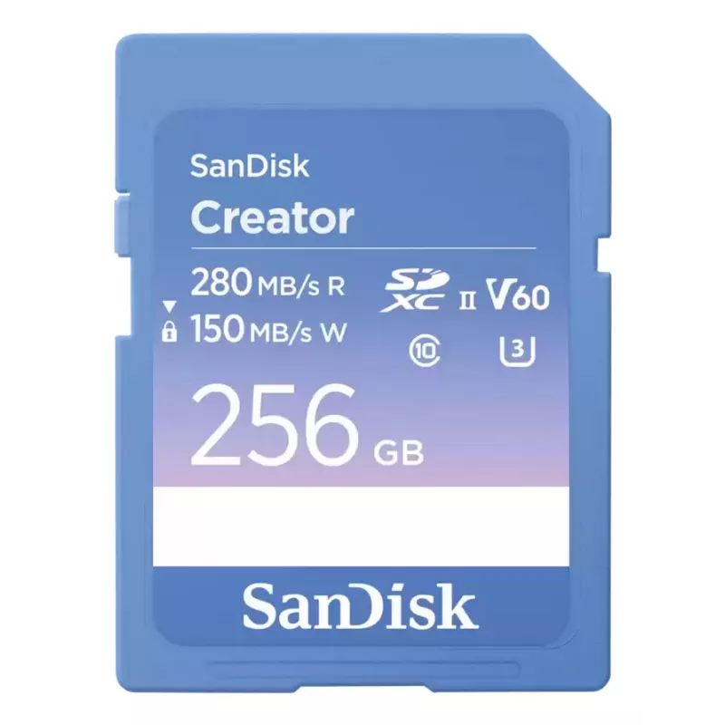 Cartão de memória SD SanDisk Creator UHS-II 256 GB com velocidades de transferência elevadas até 280 MB/s