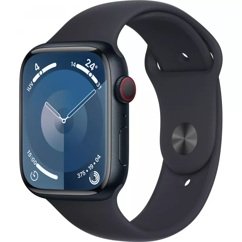 APPLE Watch Series 9 GPS + Cellular 45 mm Caixa de alumínio meia-noite com bracelete desportiva meia-noite – M/L (MRMD3QF/A)