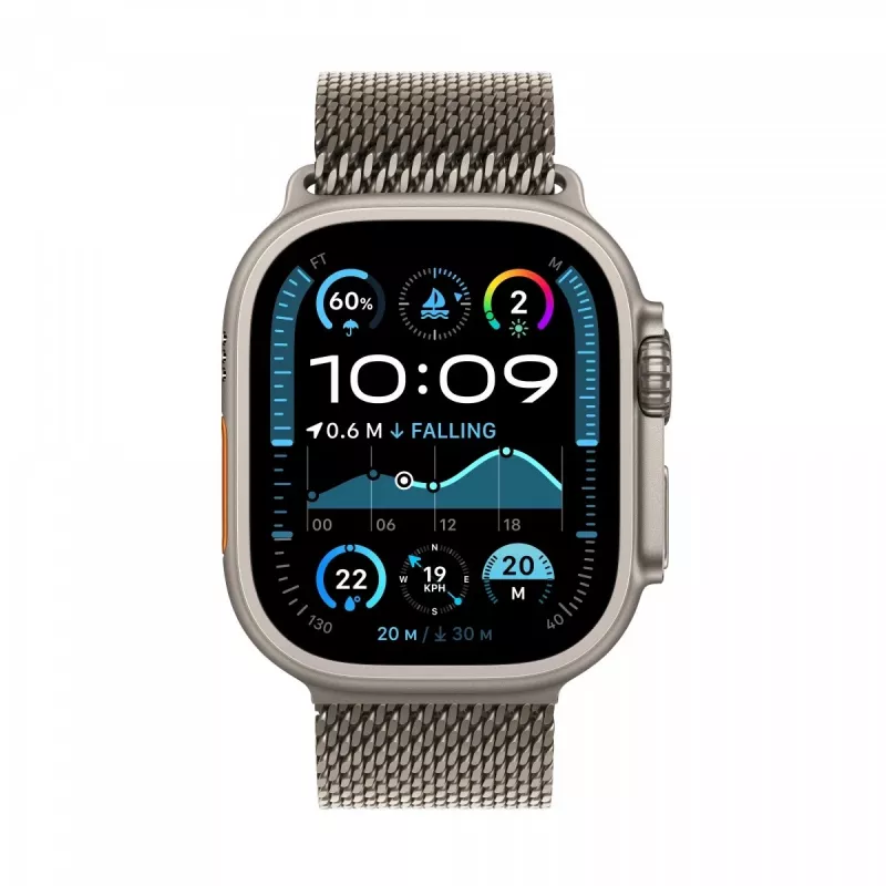 Watch Ultra 2 GPS + Cellular 49 mm caixa de titânio natural com pulseira Milanese Loop de titânio natural - M