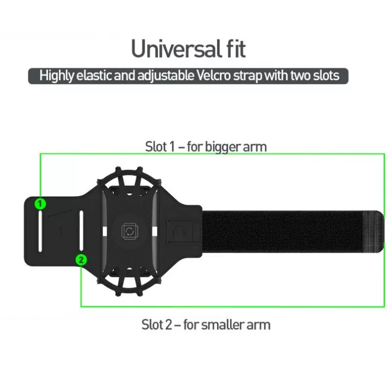 Braçadeira desportiva Tellur A100 para smartphone, preta, ajustável, tamanho universal