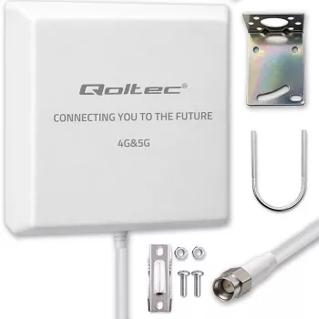Antena 4G/5G LTE exterior QOLTEC 9 dBi com conector SMA e cabo de 3 m