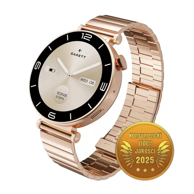 Smartwatch Garett Rose rosa dourado Steel