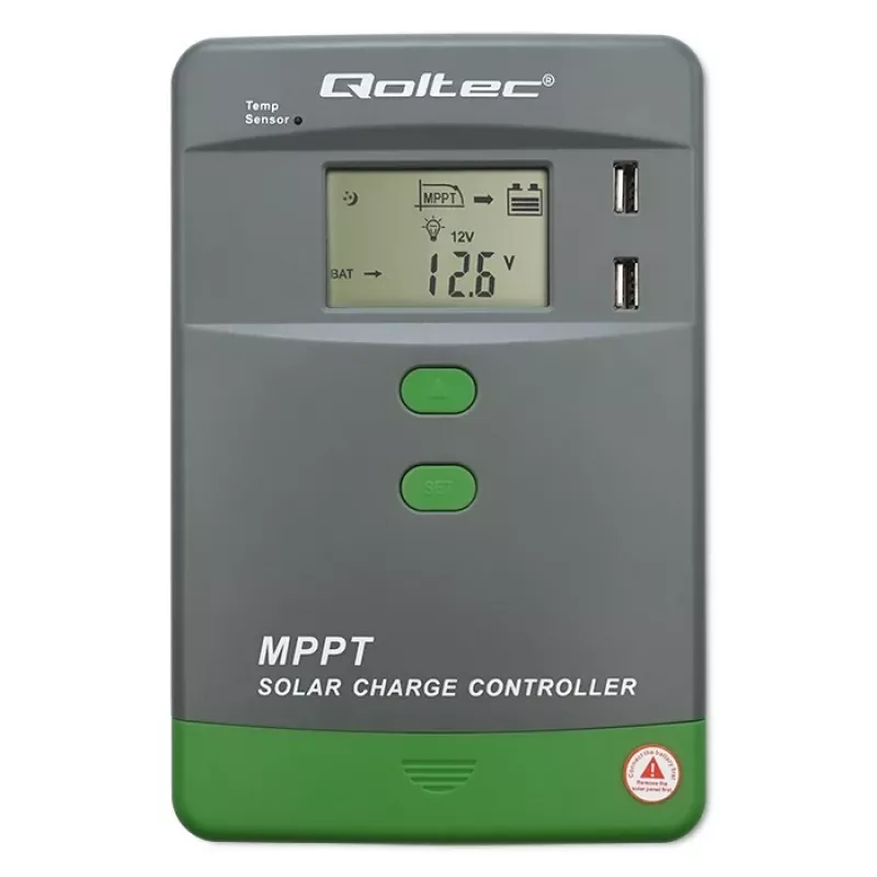 Controlador de carga solar MPPT QOLTEC 40A 12V/24V com ecrã LCD