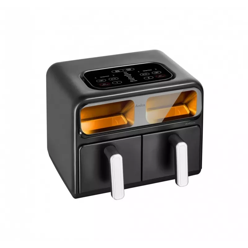 Fritadeira de ar dupla Amica AFM 7020, 8 L, 2400 W, preta