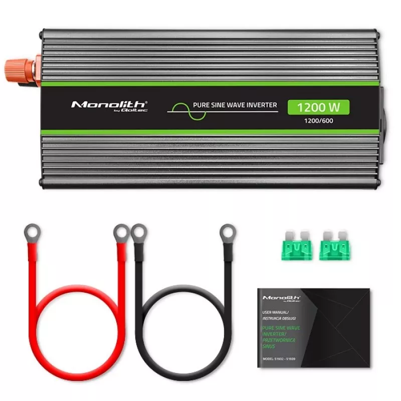 Inversor de automóvel Qoltec Monolith 1200 W preto 24 V