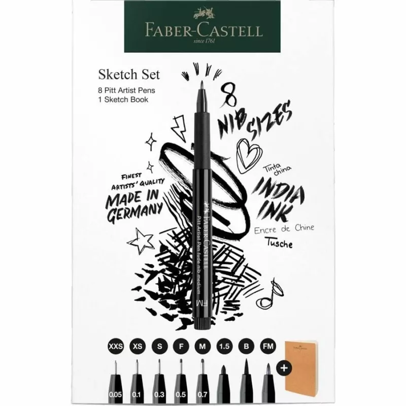 Fineliner Faber-Castell 267102 Multi preto 8 unid. ponta redonda