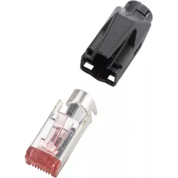 renkforce ficha RJ45 TM21 CAT 6, ficha blindada, reta Pol: 8P8C H9561.4-10 preto H9561.4-10 10 unid. (H9561.4-10)