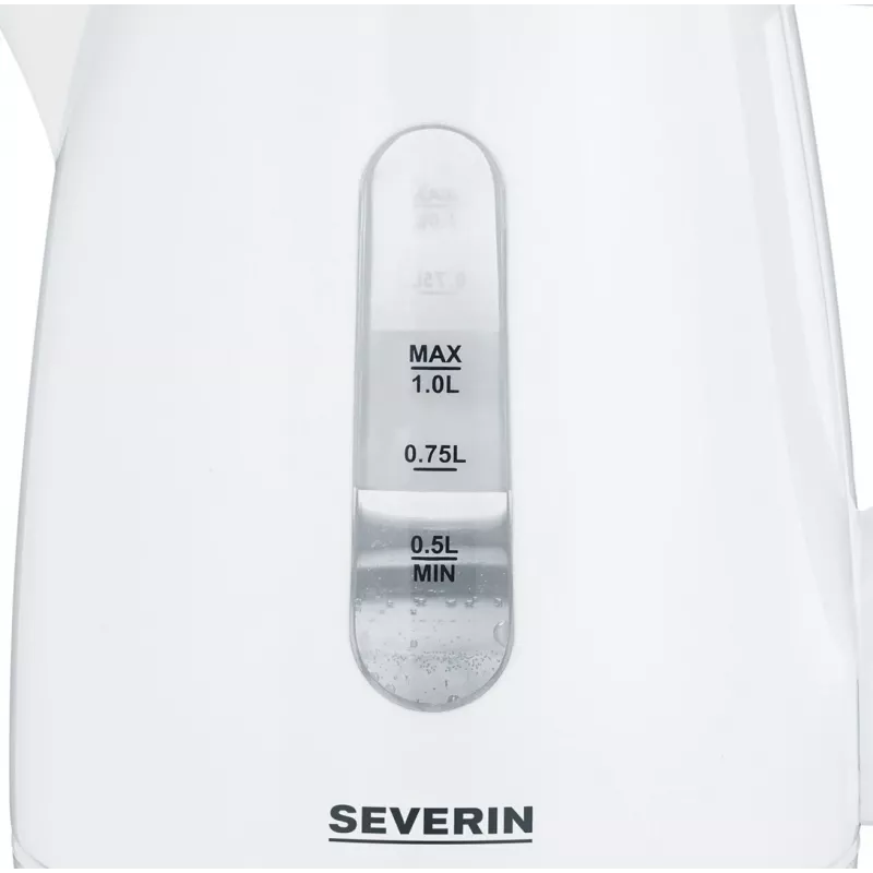 Chaleira elétrica SEVERIN 1 L 2200 W branca — sem fios, base de 360°, resistência oculta