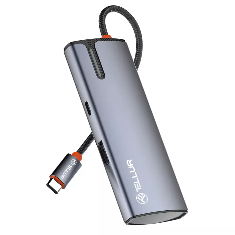 Hub USB-C Tellur TLL321061 com PD 3.0 100W, saída HDMI e 3× portas USB 3.0