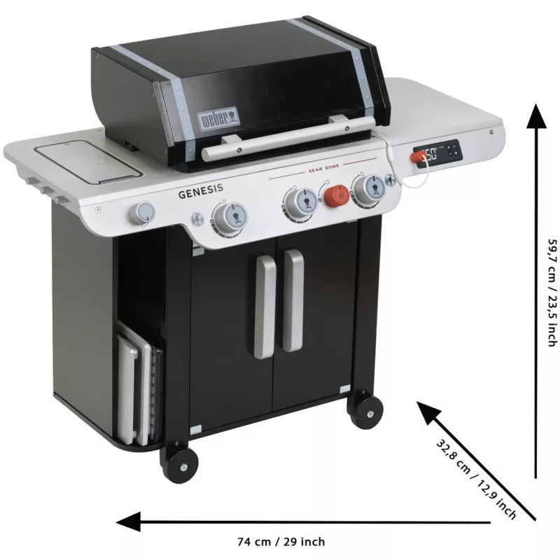 Grelhador Weber Genesis em madeira (MDF), cozinha de brincar preto/cinzento