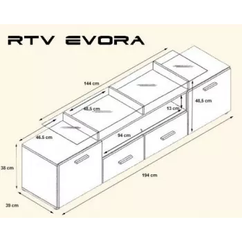 Suporte de TV para cama EVORA 200 wenge/preto brilhante
