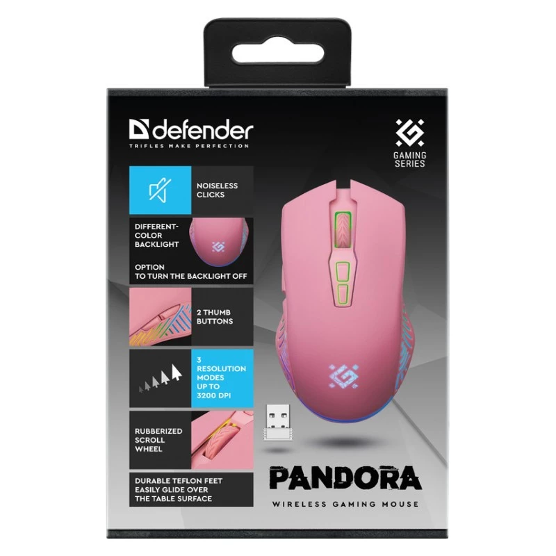 Rato gaming sem fios DEFENDER P ANDORA PINK interface