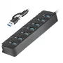Hub USB 3.2 Gen 1, 7 portas com interruptor ligar/desligar, preto