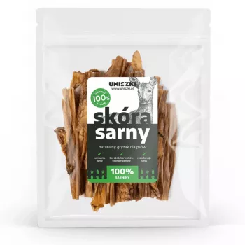 Snacks para cães UNISZKI pele de veado 100 g – snacks de mastigar de veado monocomponente para higiene dentária e treino