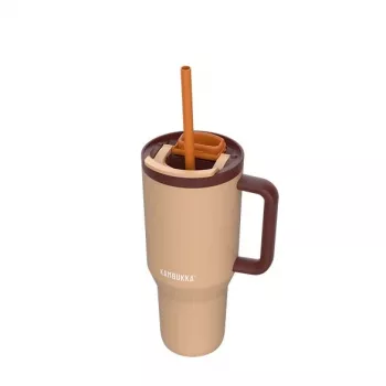 Copo térmico com palhinha telescópica Kambukka Rio Tumbler 950 ml Almond Dream