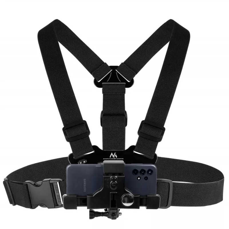 Arnês desportivo MACLEAN MC-445 — suporte peitoral universal para telemóveis, câmaras e GoPro