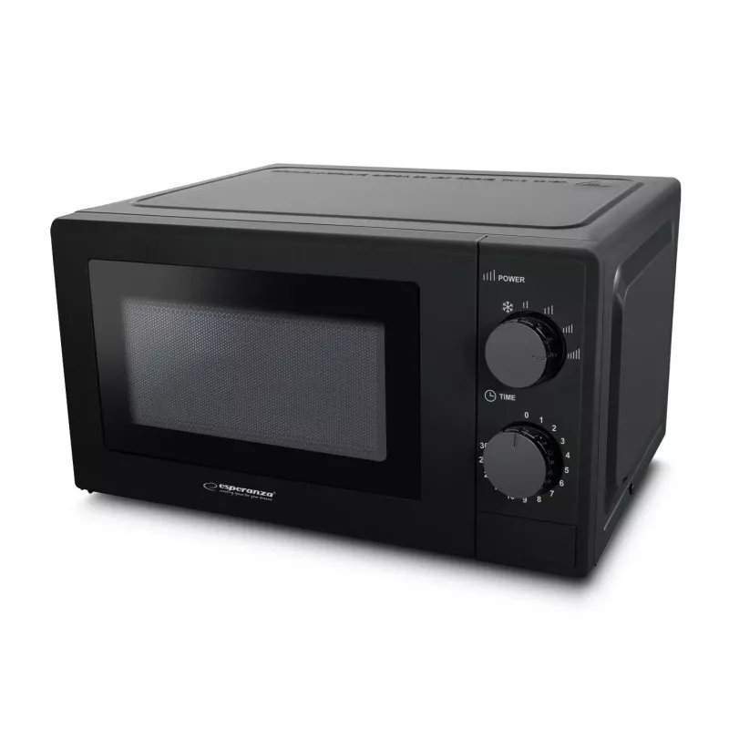 Esperanza ESTOFADO EKO011K micro-ondas solo, de bancada, 20 l, 700 W, 5 níveis de potência, prato rotativo de 24,5 cm, preto