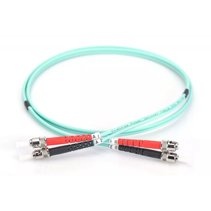DIGITUS - Cabo de patch - ST Multimodo (M) - ST Multimodo (M) - 3 m - Fibra ótica - 50/125 µm - turquesa
