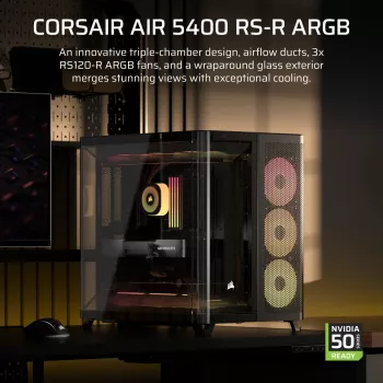 Caixa de PC Corsair AIR 5400 RS-R ARGB Midi Tower Preto