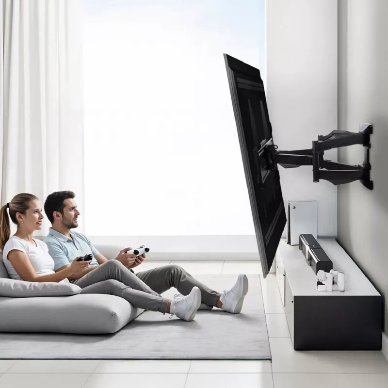 Suporte de TV de parede MACLEAN MC-781 para ecrãs de 66–177,8 cm (26–70 polegadas), inclinável -12–2°, VESA 100x100–400x400, carga máx. 45 kg, preto