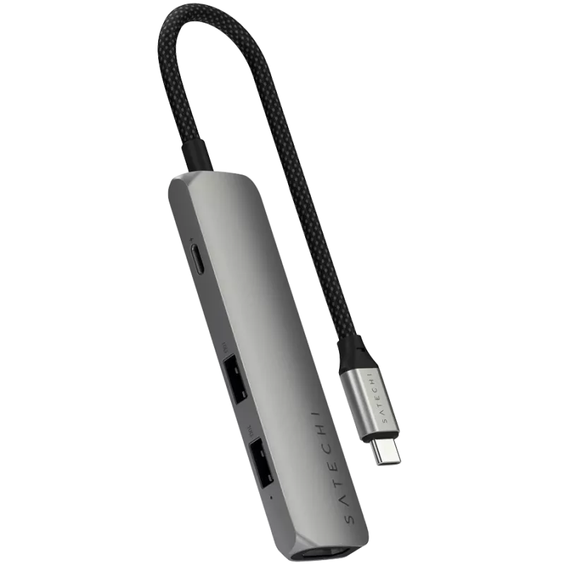 Hub de interface Satechi ST-P4SM USB Type-C 10000 Mbit/s cinzento