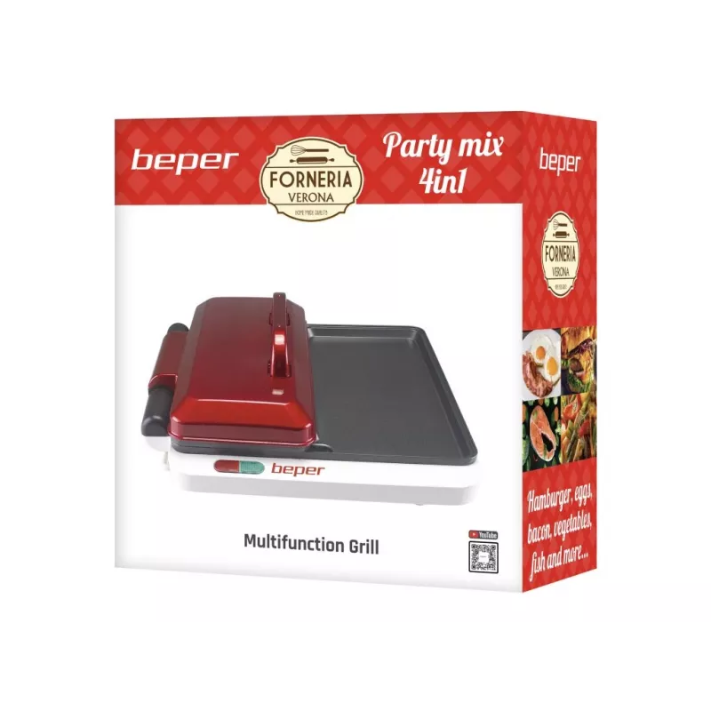 Beper P101CUD500 Party Line grelhador elétrico com 4 placas de cozedura