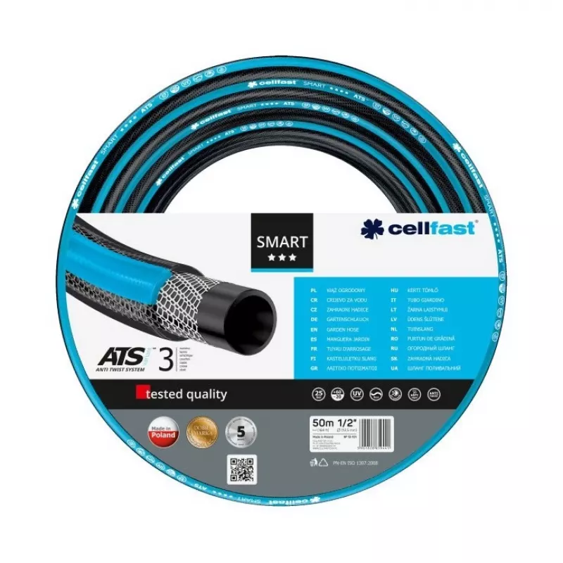 Mangueira de jardim CELLFAST SMART ATSV 50 m à superfície preto azul