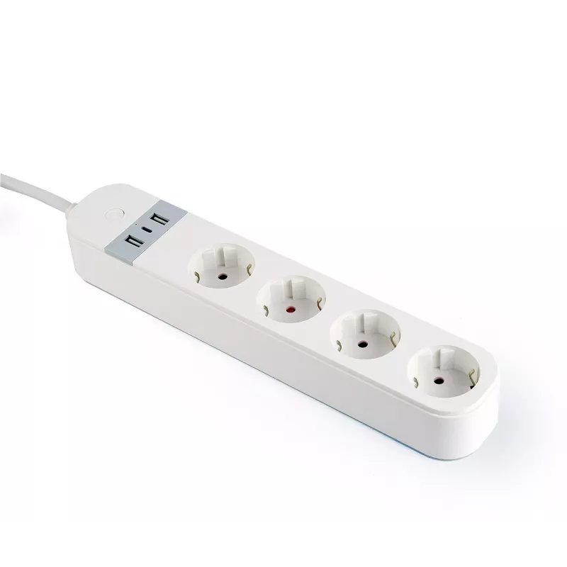 Régua de tomadas inteligente Gembird TSL-PS-S4U-01-W 4 tomadas AC 3880 W Branco