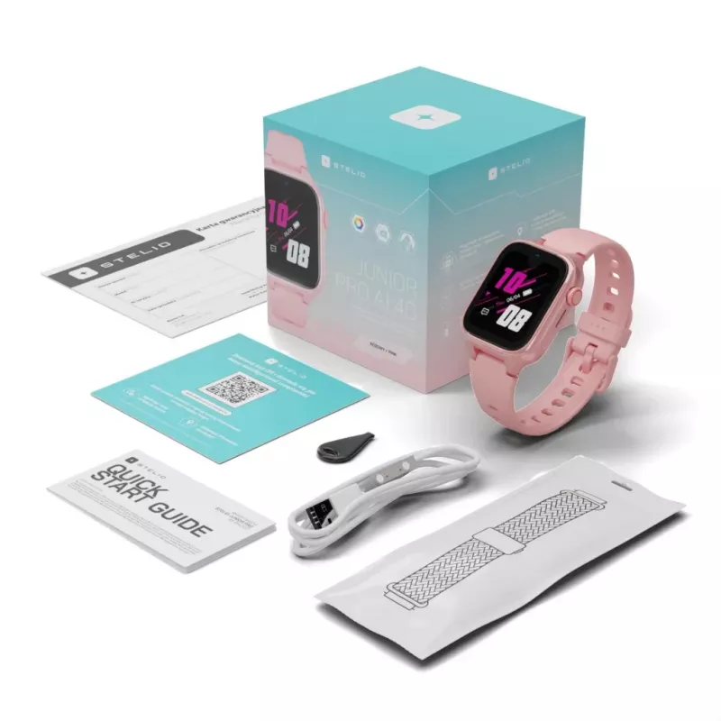 Smartwatch Stelio Junior Pro AI 4G ST-SWJ102-PK — relógio 4G para criança, rosa